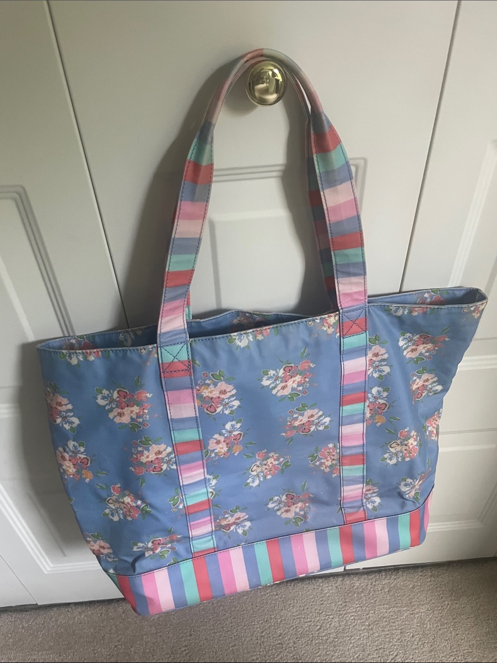 Matilda Jane Periwinkle Floral Tote with Stripe Trim - Picture 5 of 7